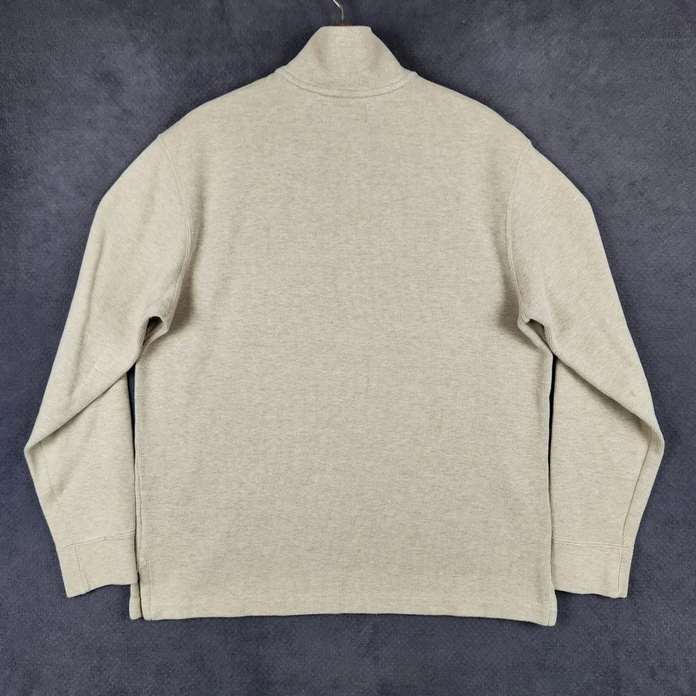 Polo Ralph Lauren Estate Rib 1/4 Zip Mens Medium Beige Cotton Pullover Sweater